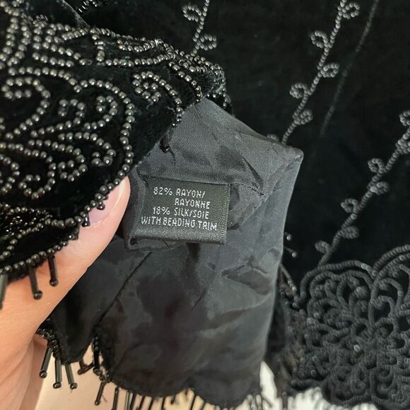 Lafayette 148 Black Velvet Beaded Fringe Tank Top Size 6 - Picture 8 of 13